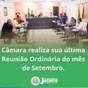 Câmara realiza sua última Reunião Ordinária do mês de setembro