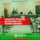 Legislativo fecha mês de Novembro com Reunião Ordinária